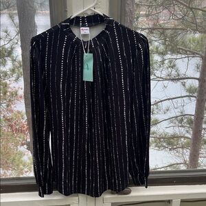 Elegant Black and White Striped Blouse